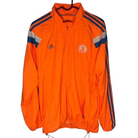 Adidas Jacket Mens XL Orange Blue Boston Marathon 2014 Windbreaker Running BAA - Picture 1 of 16